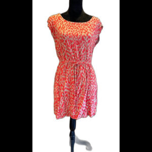 Bebop Mini Dress Size Large Sleeveless  Orange Cheetah Print Quirky w/ Pockets